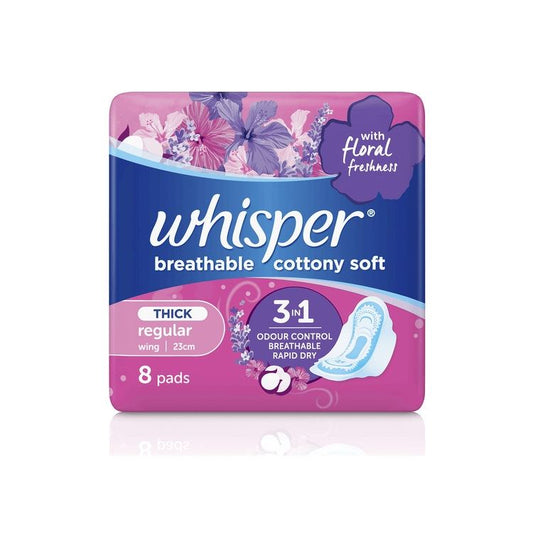 WHISPER COTTONY REG FLOW WINGS 8S